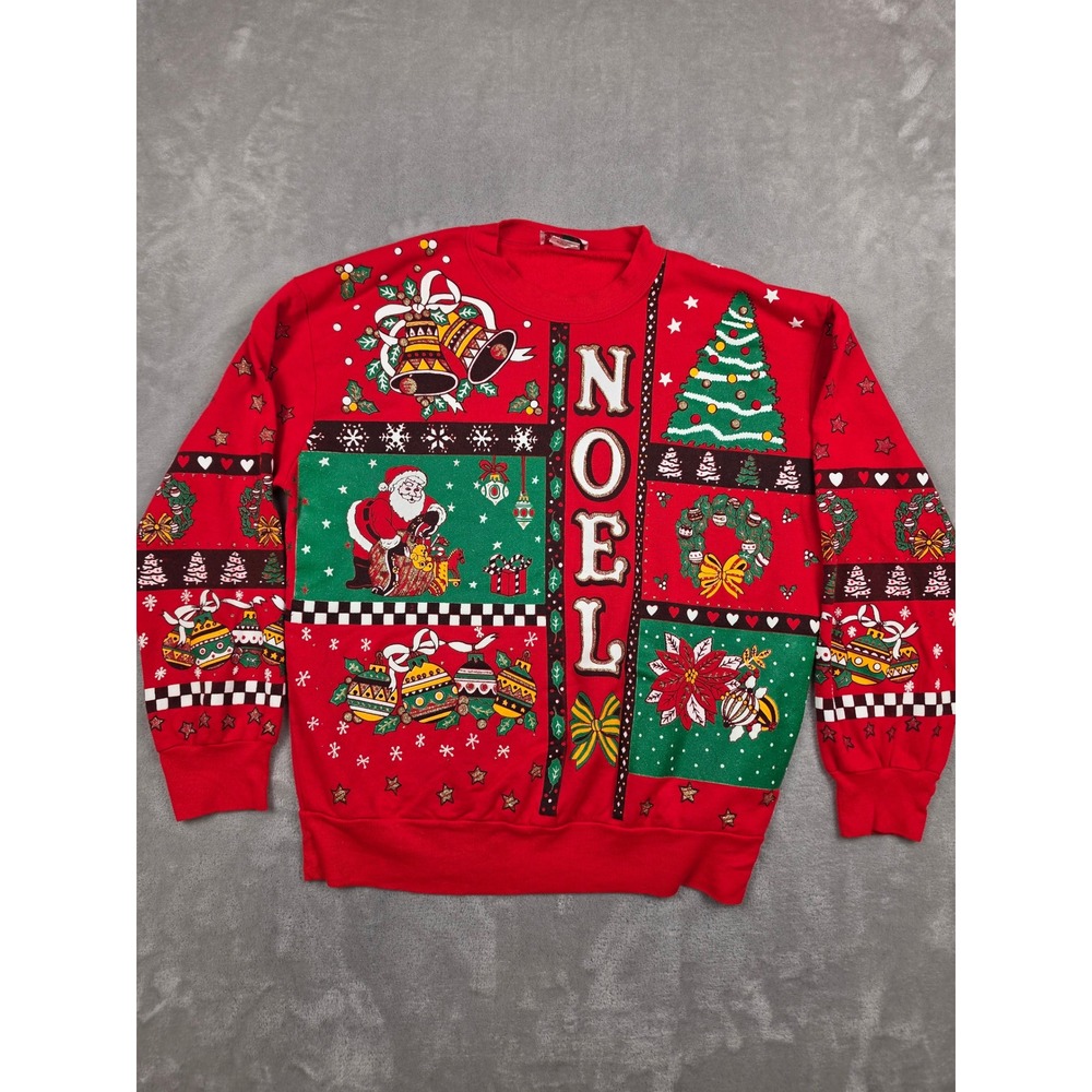 Vintage Nutcracker Christmas Sweatshirt Womens M Red Noel Santa Holiday *Read